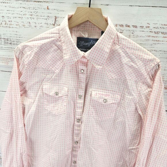 Wrangler Pink Breast Cancer Womens L Awareness Pearl Snap Western Shirt L/S - Picture 2 of 10